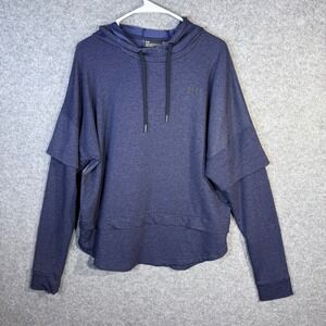 Under Armour Loose Fit‎ Hoodie Navy Blue Layered Look Size LG